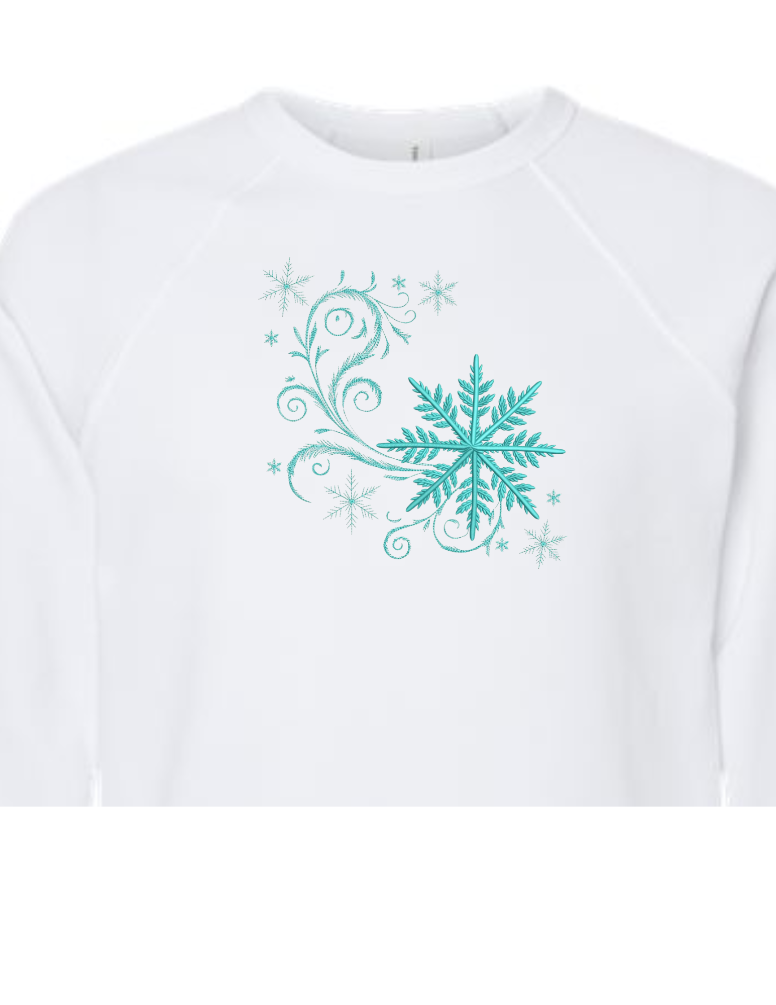 WHITE SNOWFLAKE EMBROIDERED SWEATSHIRT
