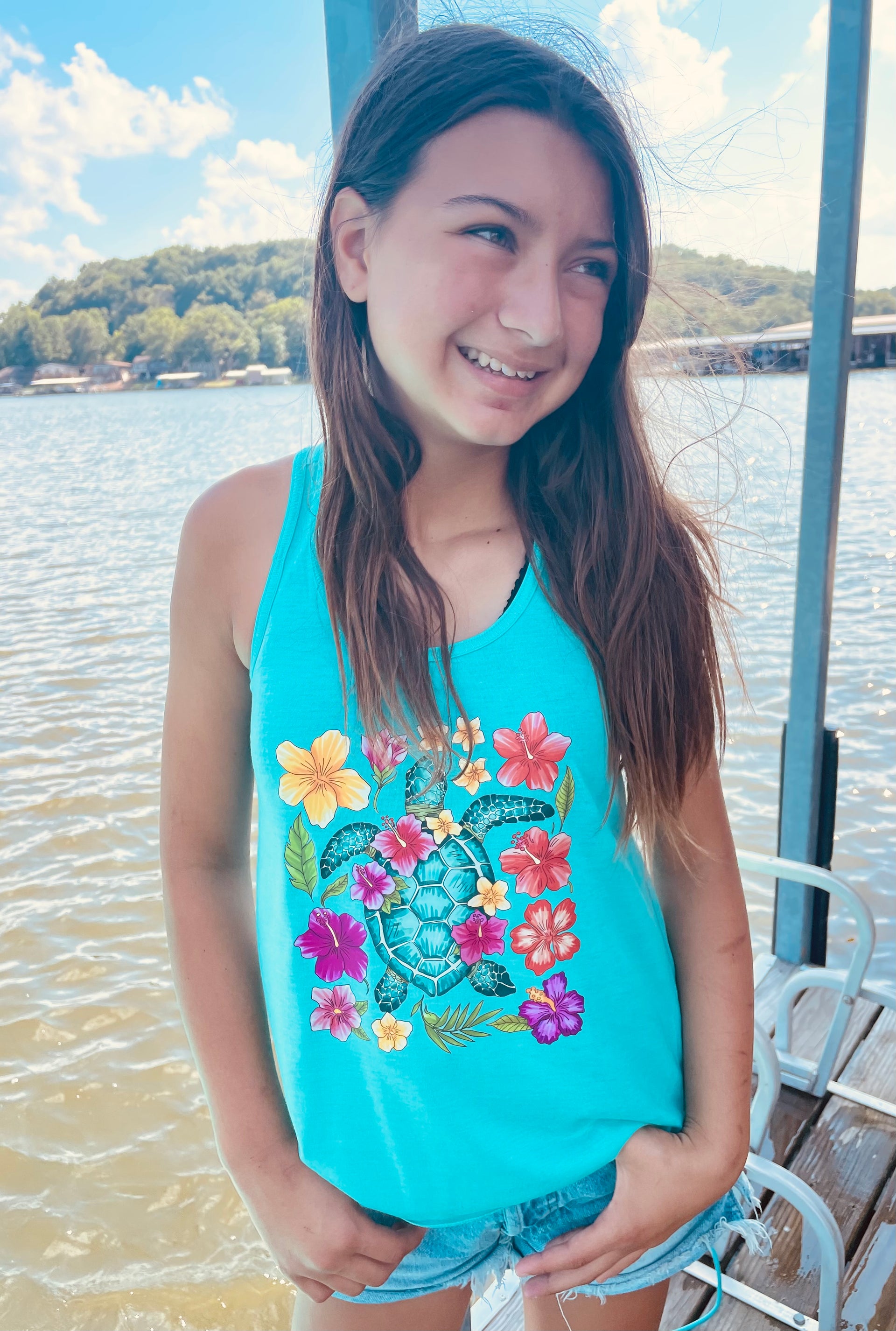 FLORAL TURTLE YOUTH TANK