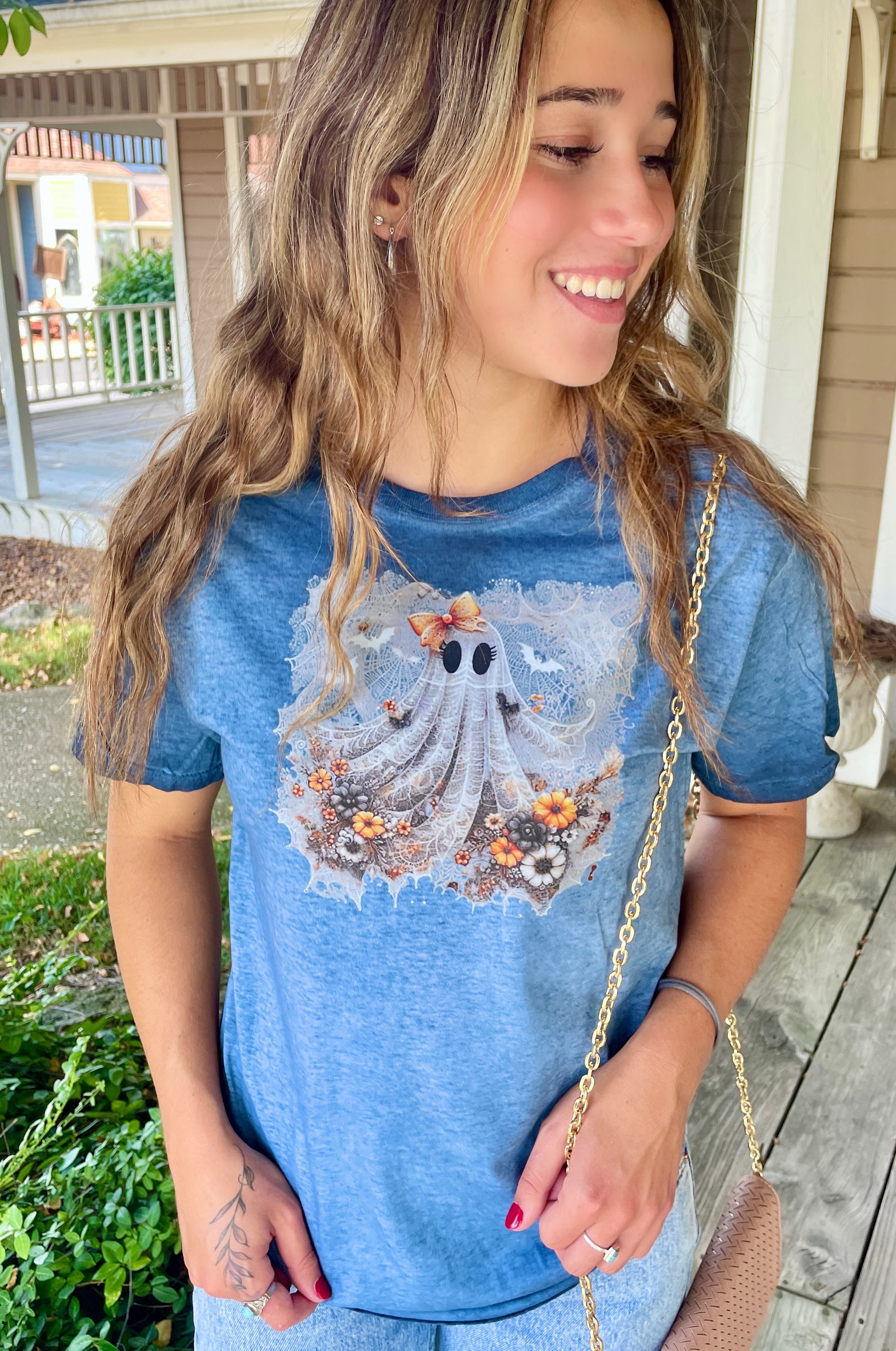 FLORAL GHOST WEB WASHED TEE