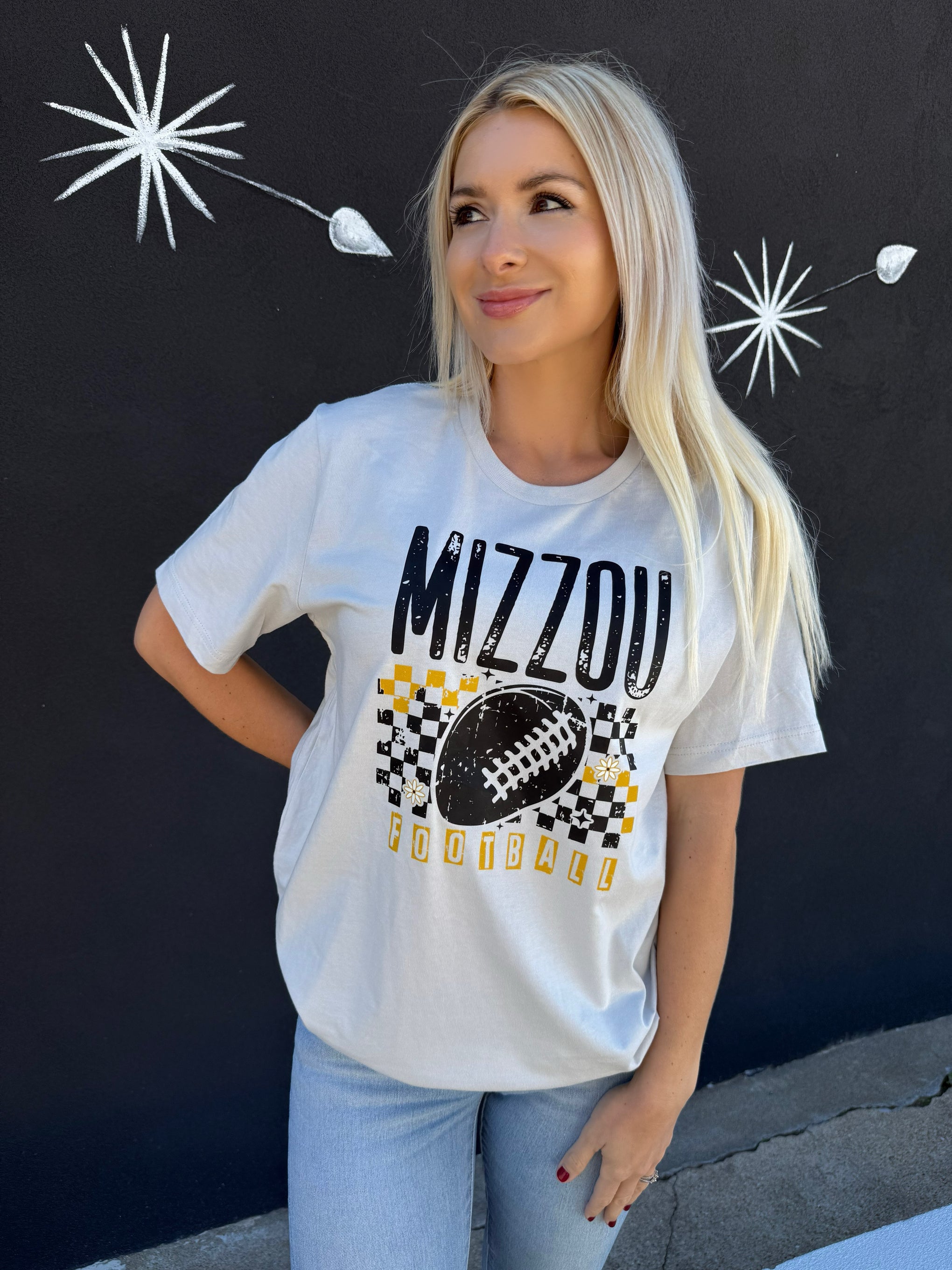 MIZZOU FOOTBALL CHECKER PRINT TEE