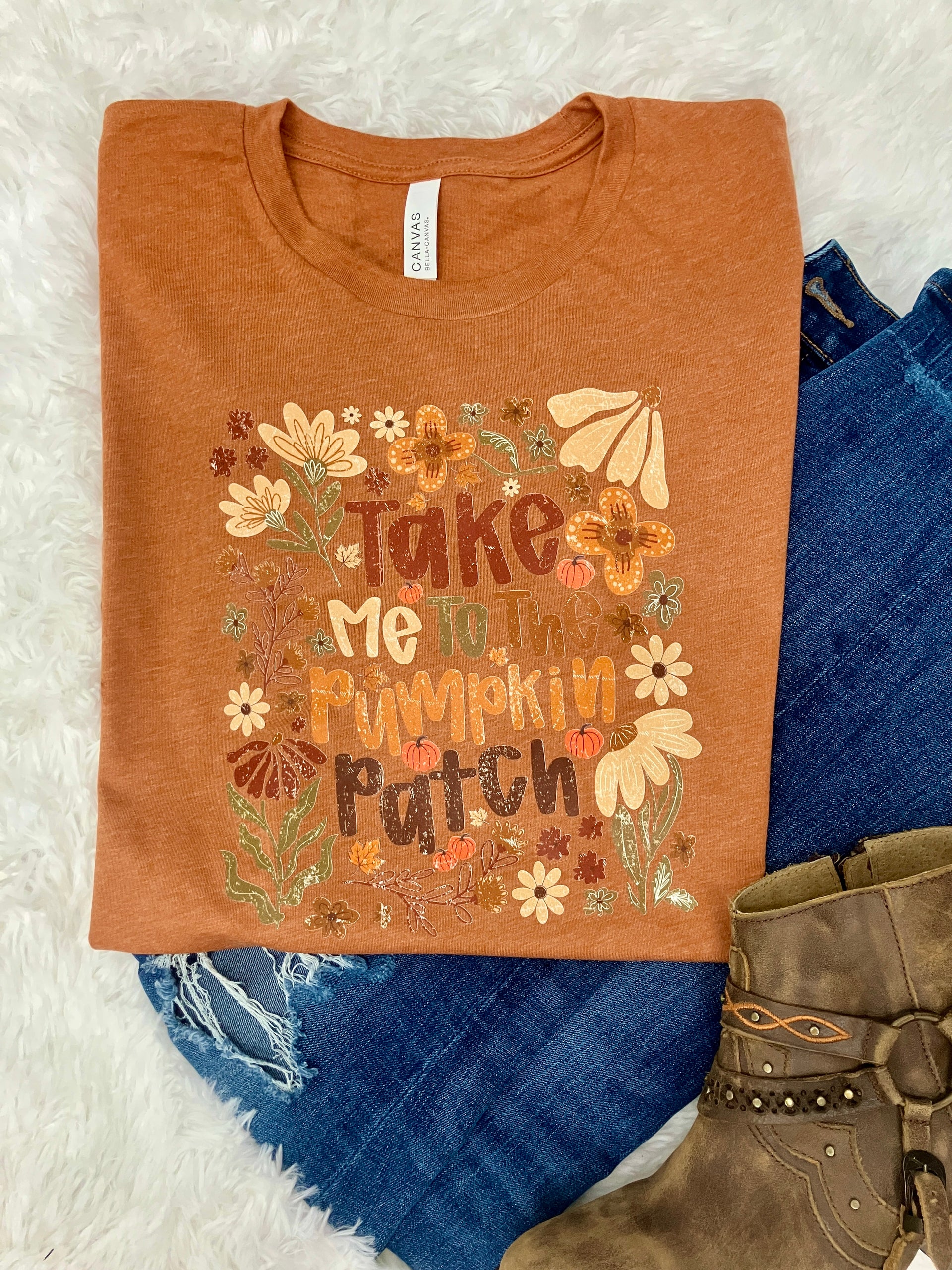 TAKE ME TO THE PUMPKIN PATCH BURNT ORANGE TEE