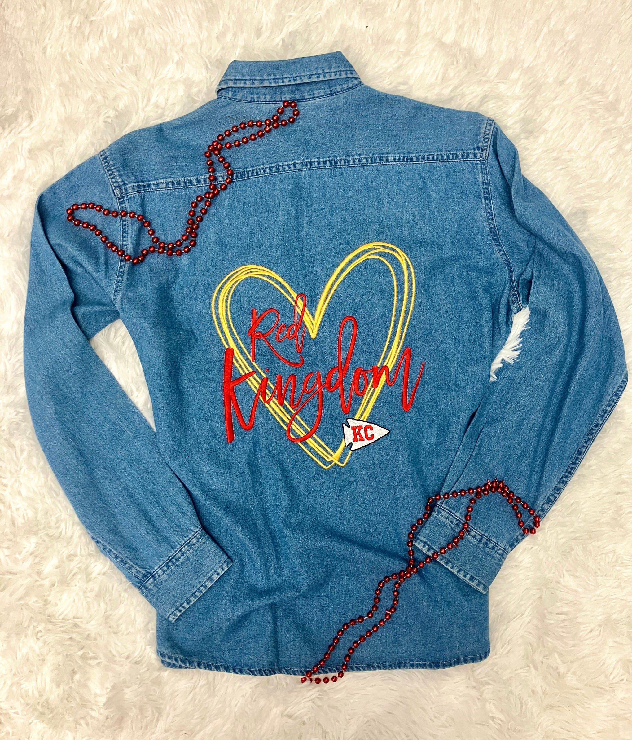 CHIEFS EMBROIDERED JEAN SHIRT RED KINGDOM