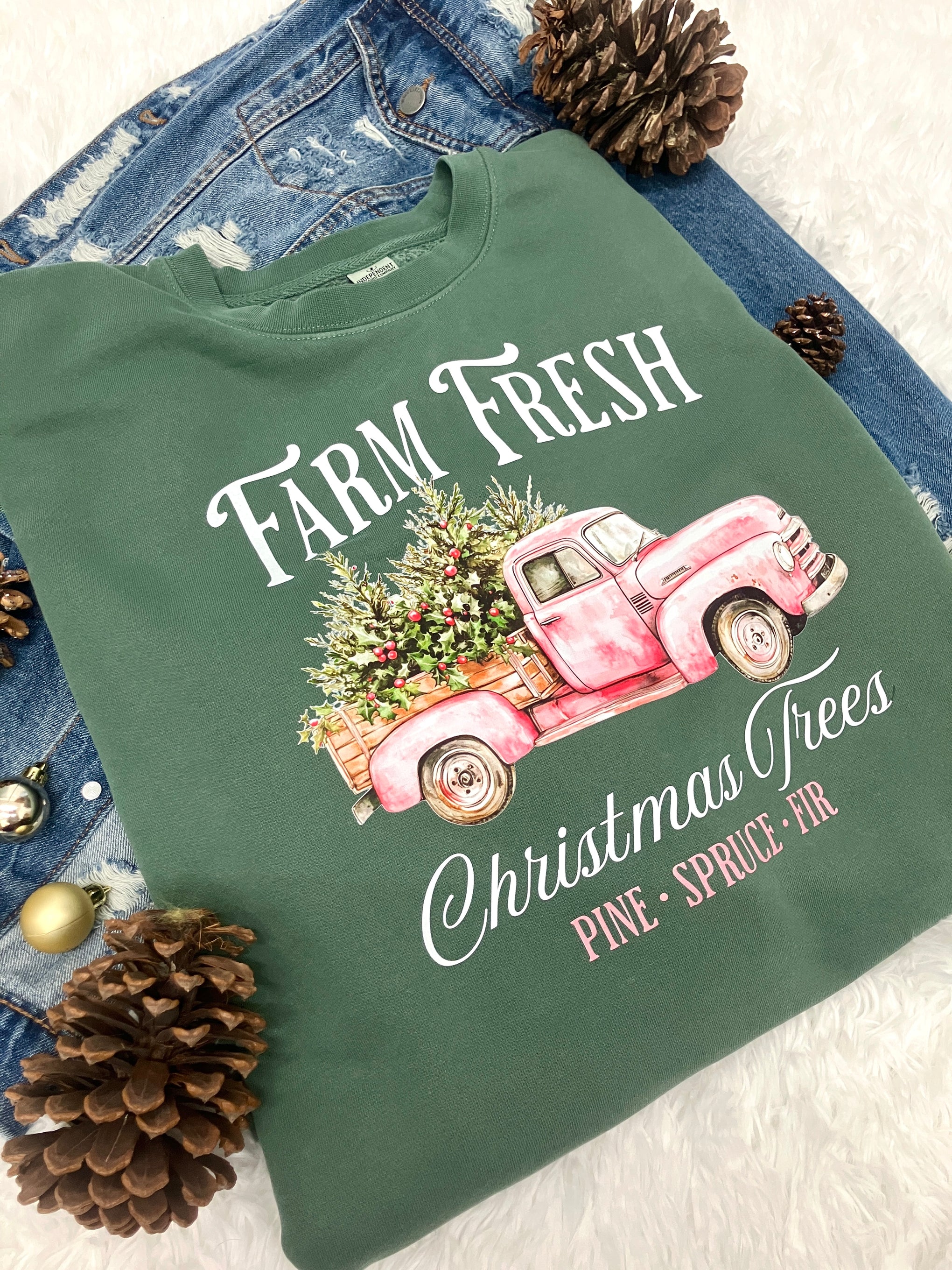 FARM FRESH PINK TRUCK SWEATSHIRT