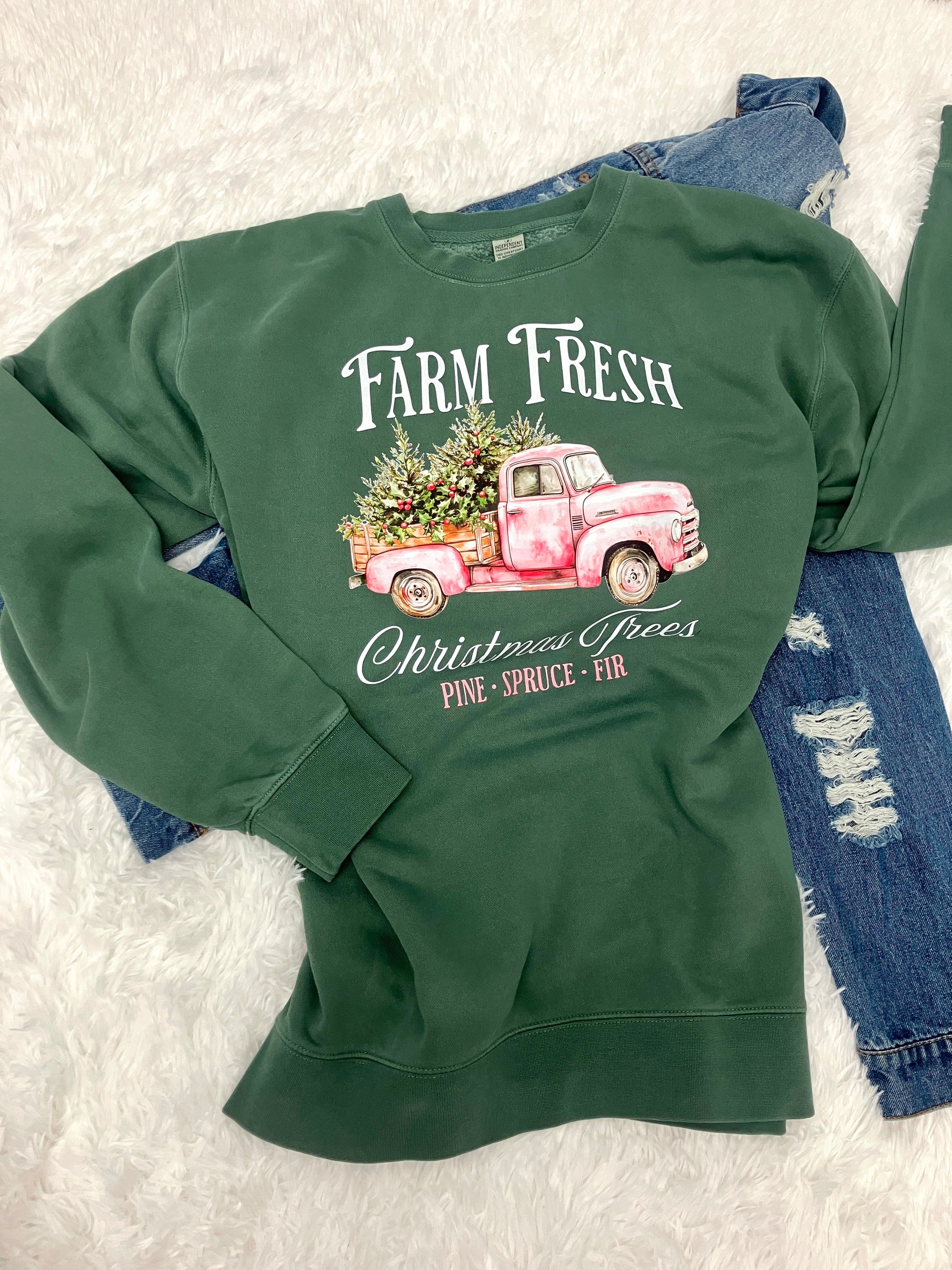 FARM FRESH PINK TRUCK SWEATSHIRT