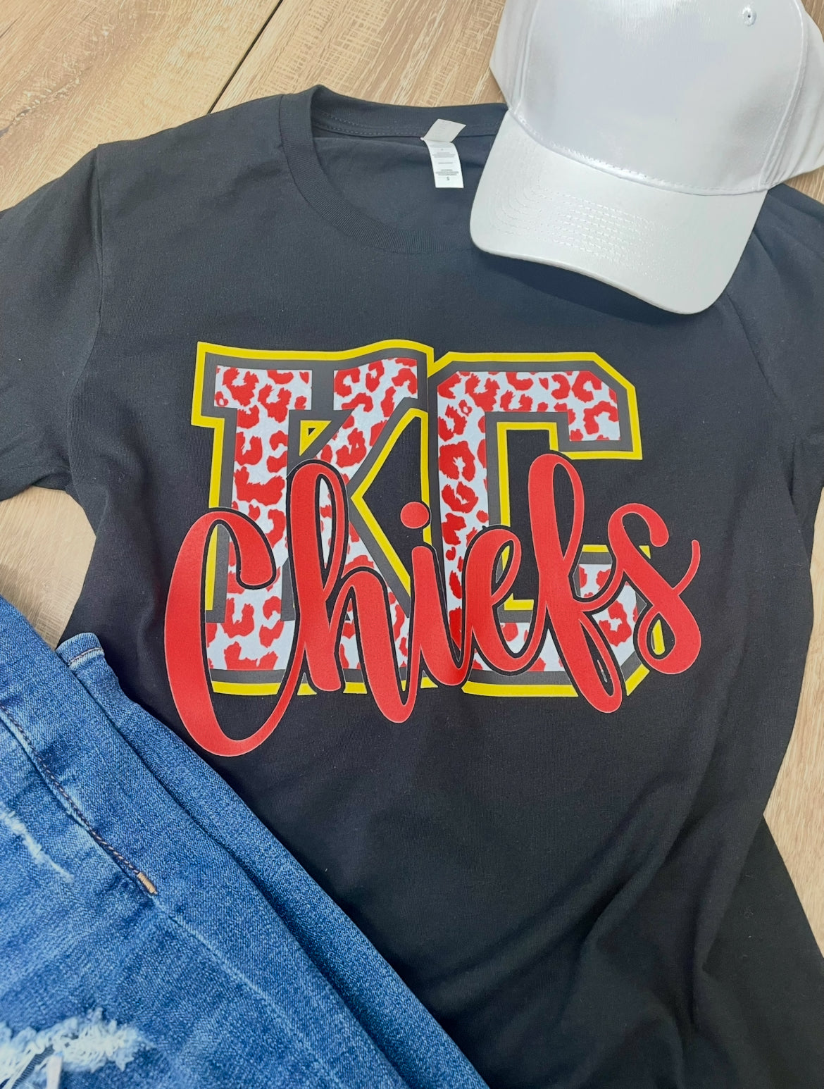 KC CHIEFS RED LEOPARD PRINT TEE