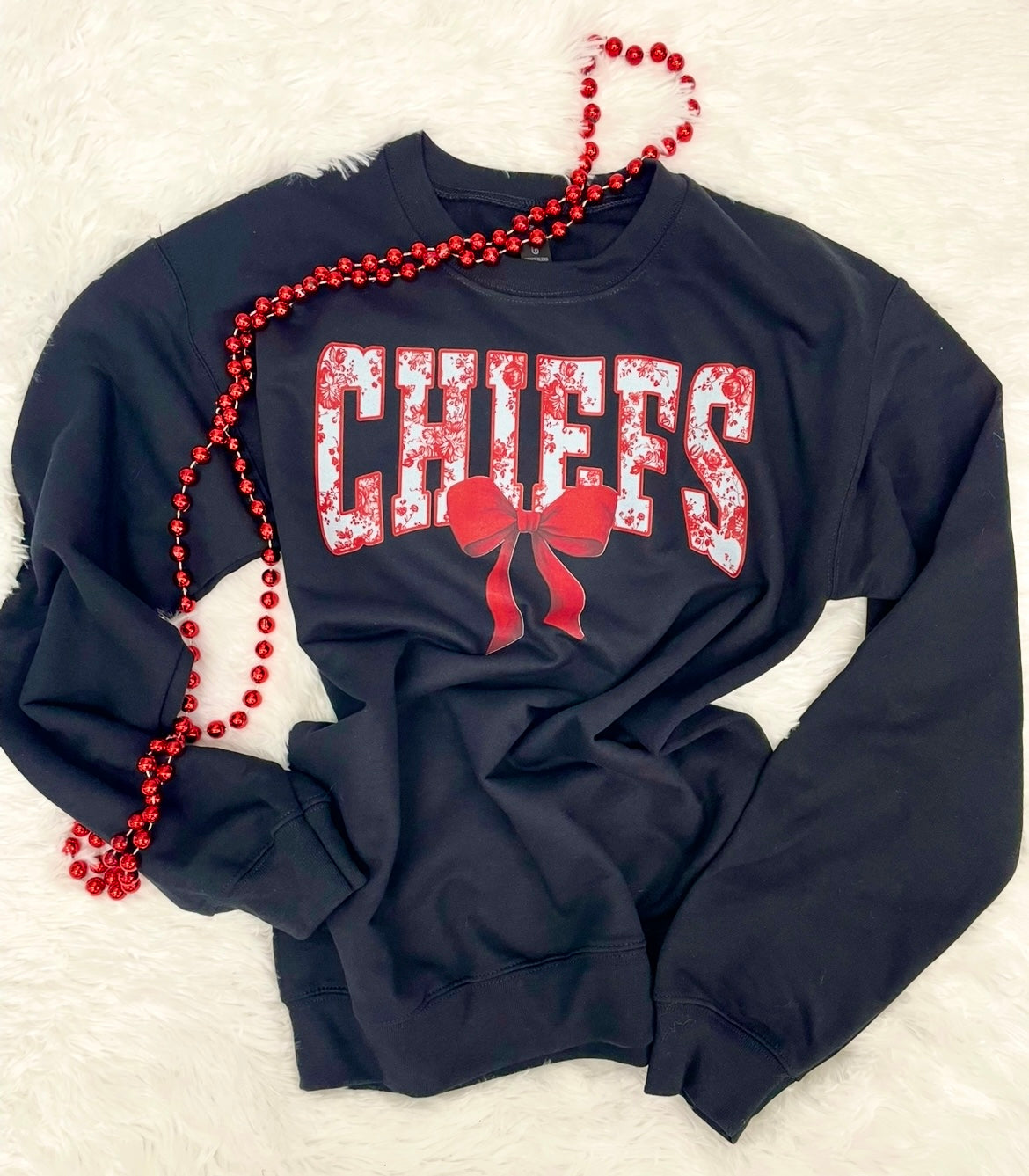 CHIEFS FLORAL RED BOW SWEATSHIRT