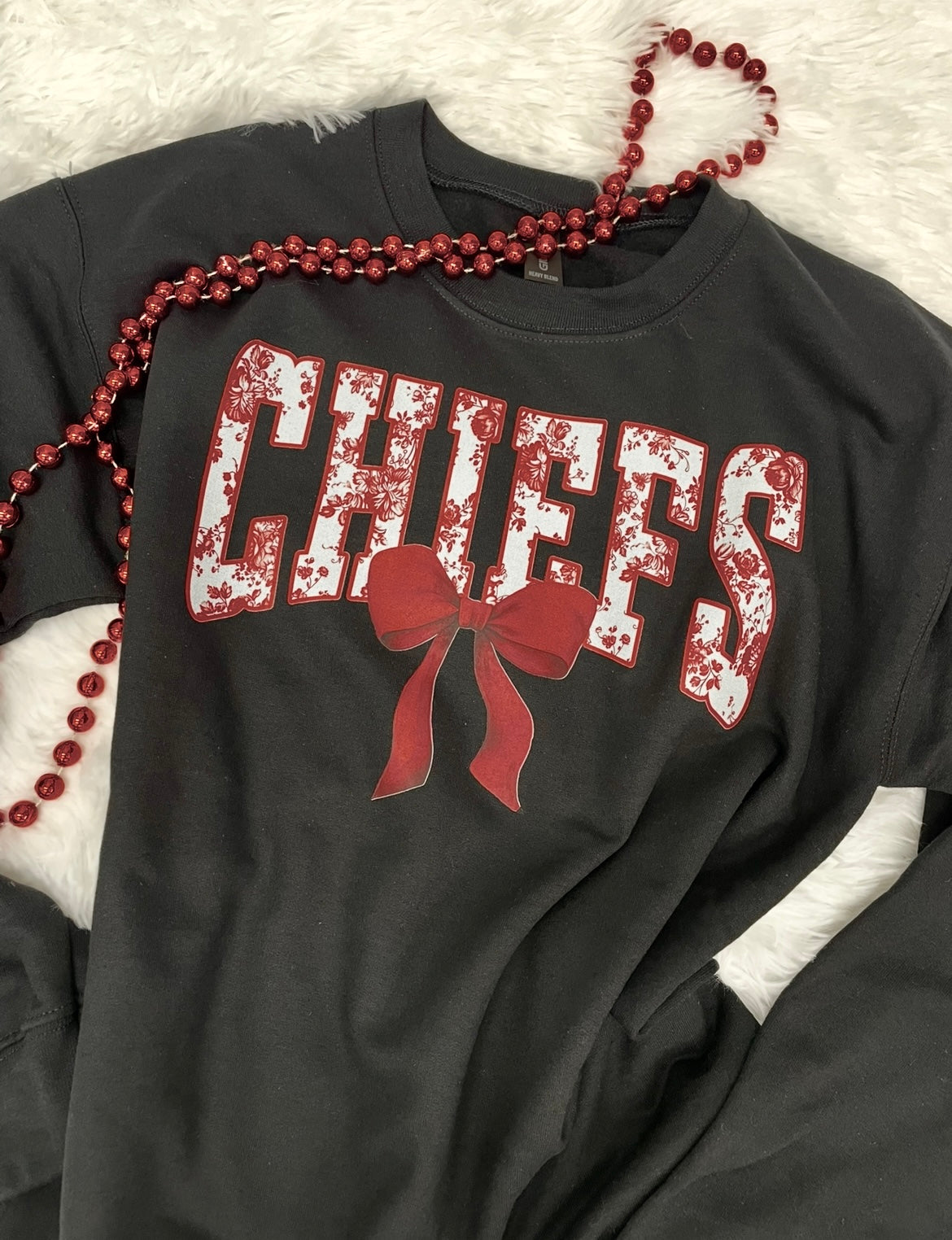 CHIEFS FLORAL RED BOW SWEATSHIRT