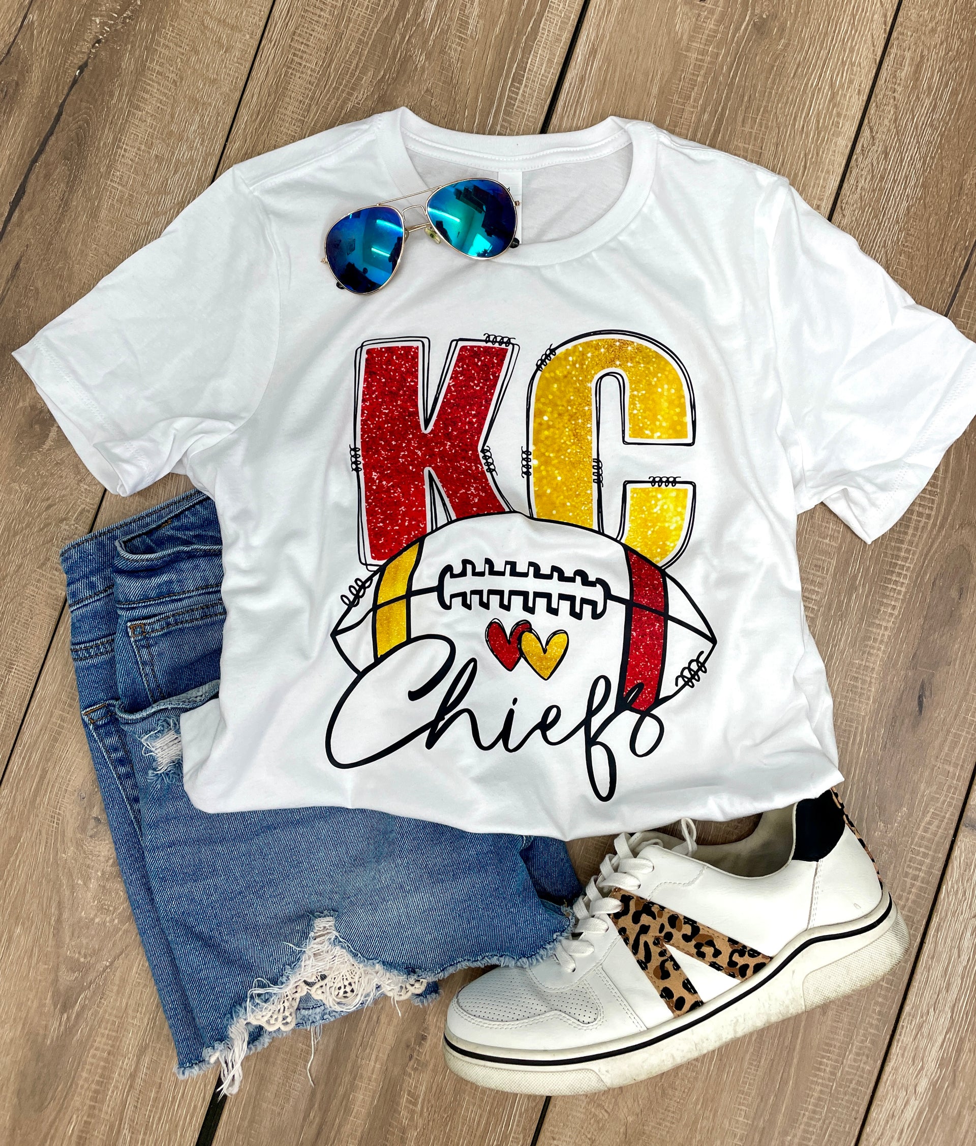 WHITE KC CHIEFS FOOTBALL TEE