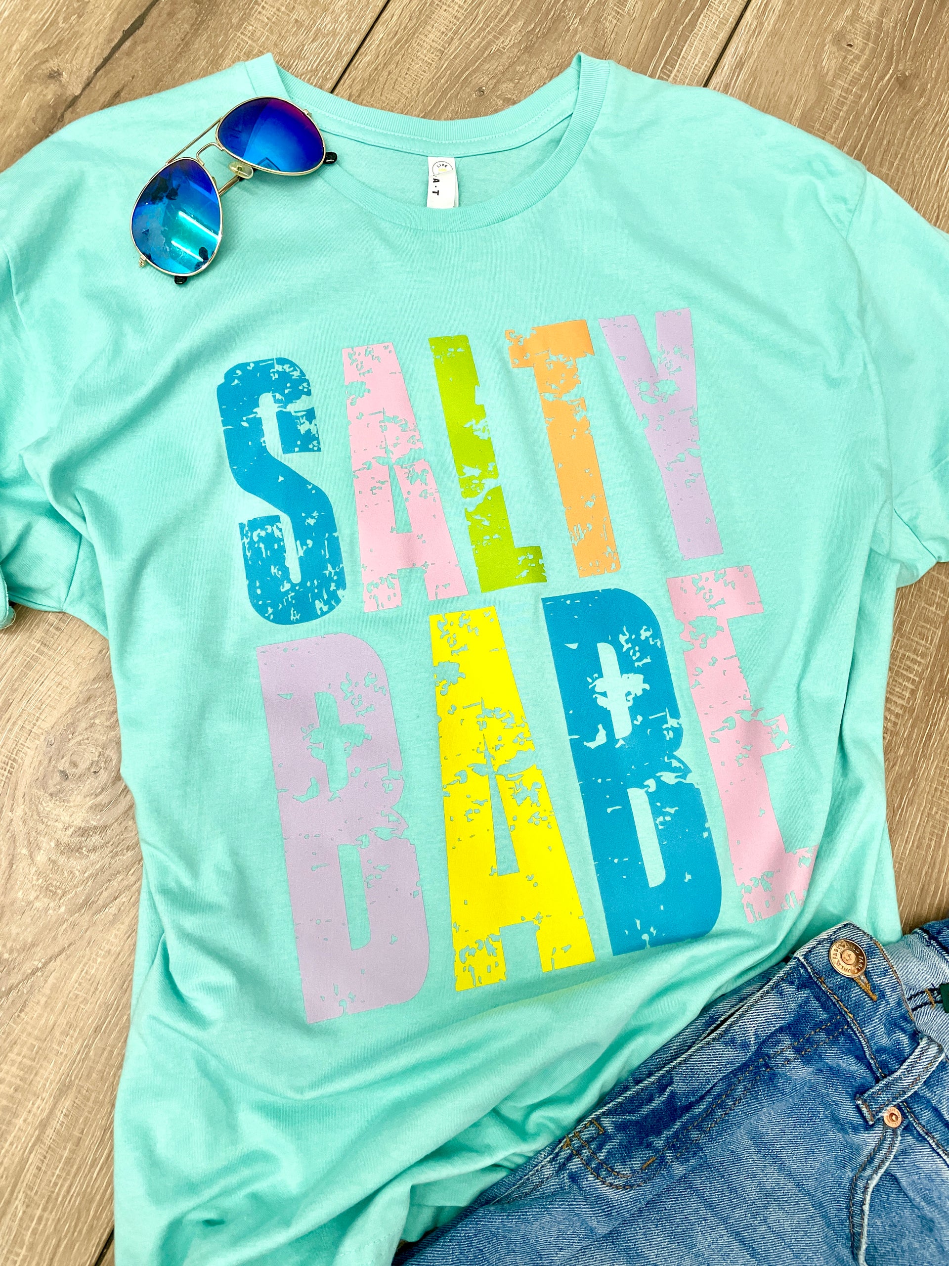 SALTY BABE TEAL TEE