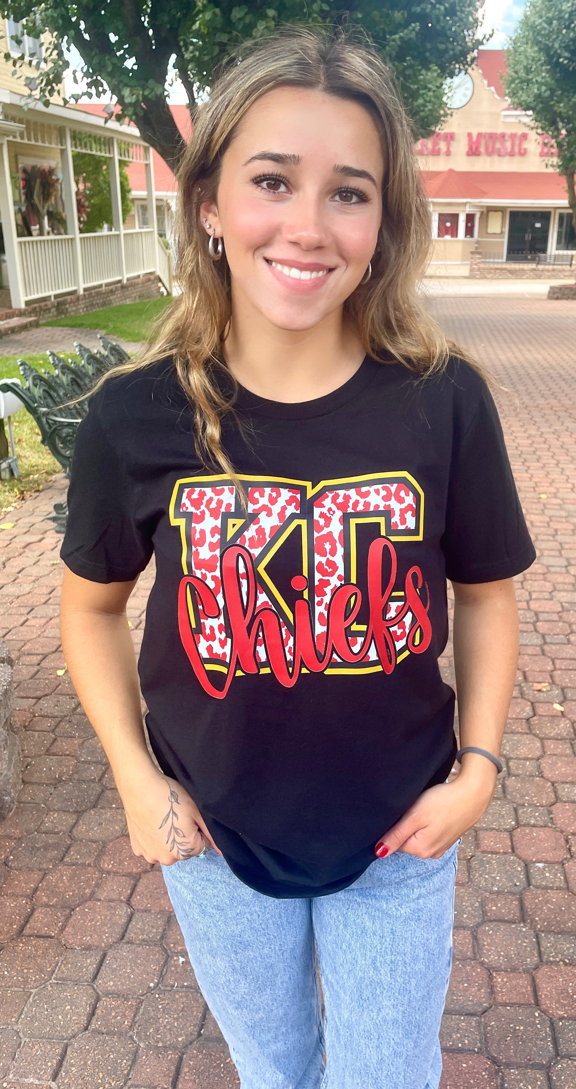 KC CHIEFS RED LEOPARD PRINT TEE