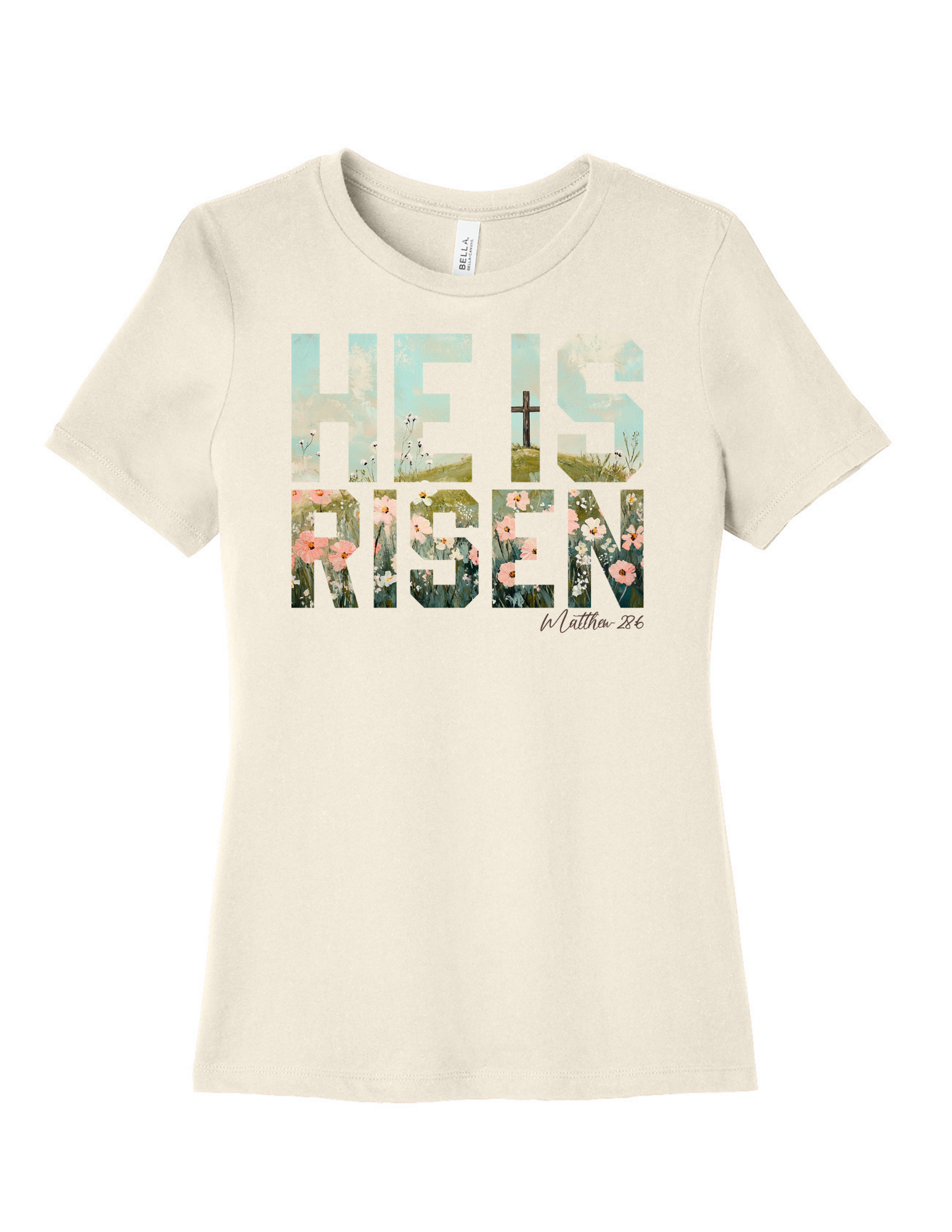HE IS RISEN BLOCK TEXT TEE