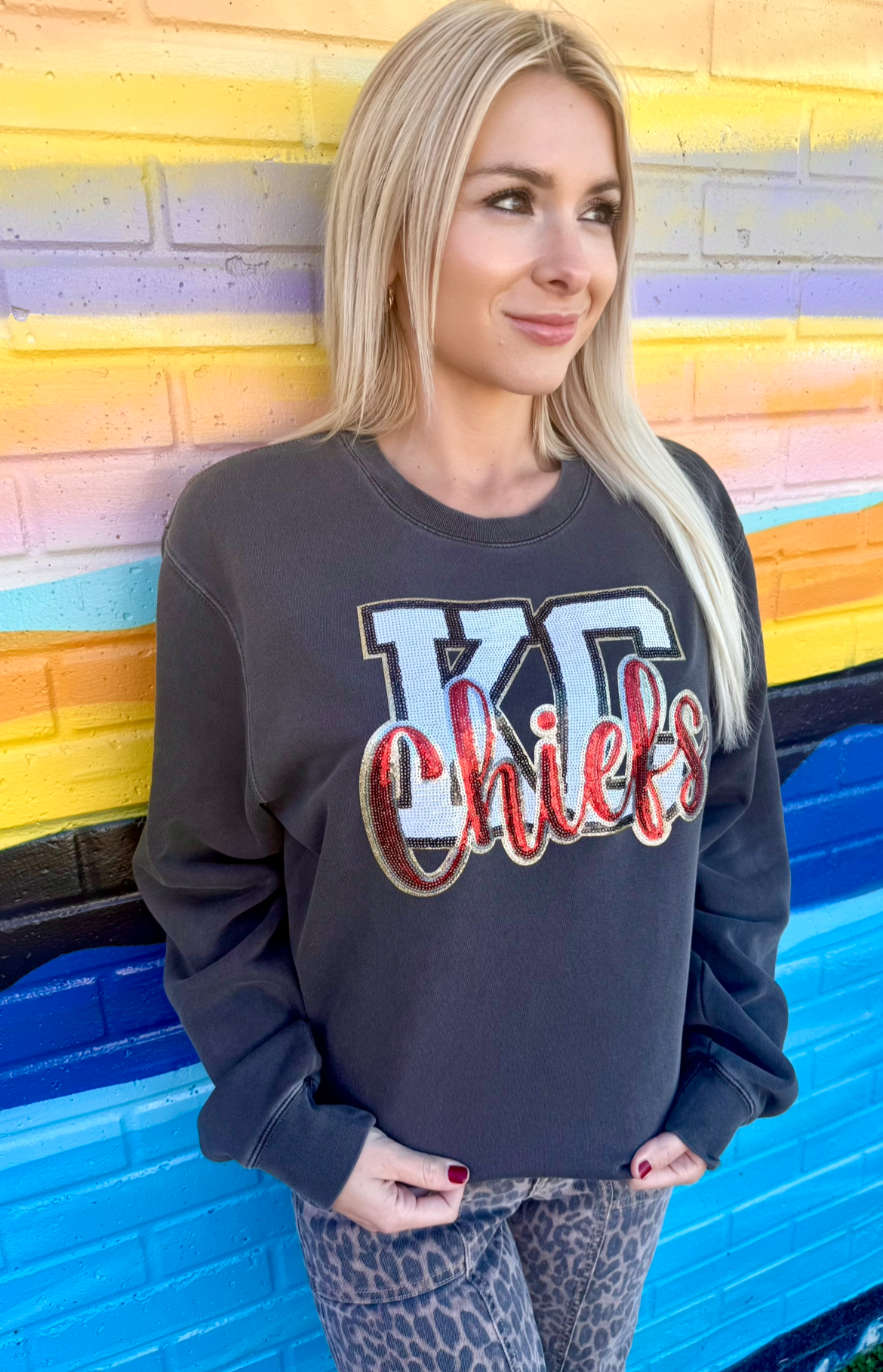KC CHIEFS SEQUENCE PATCH BLACK SWEATSHIRT